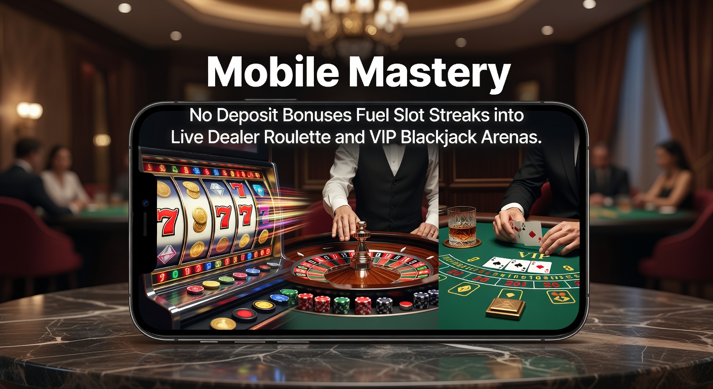 Mobiele speler geniet van no deposit bonus op slots, met live dealer roulette op de achtergrond