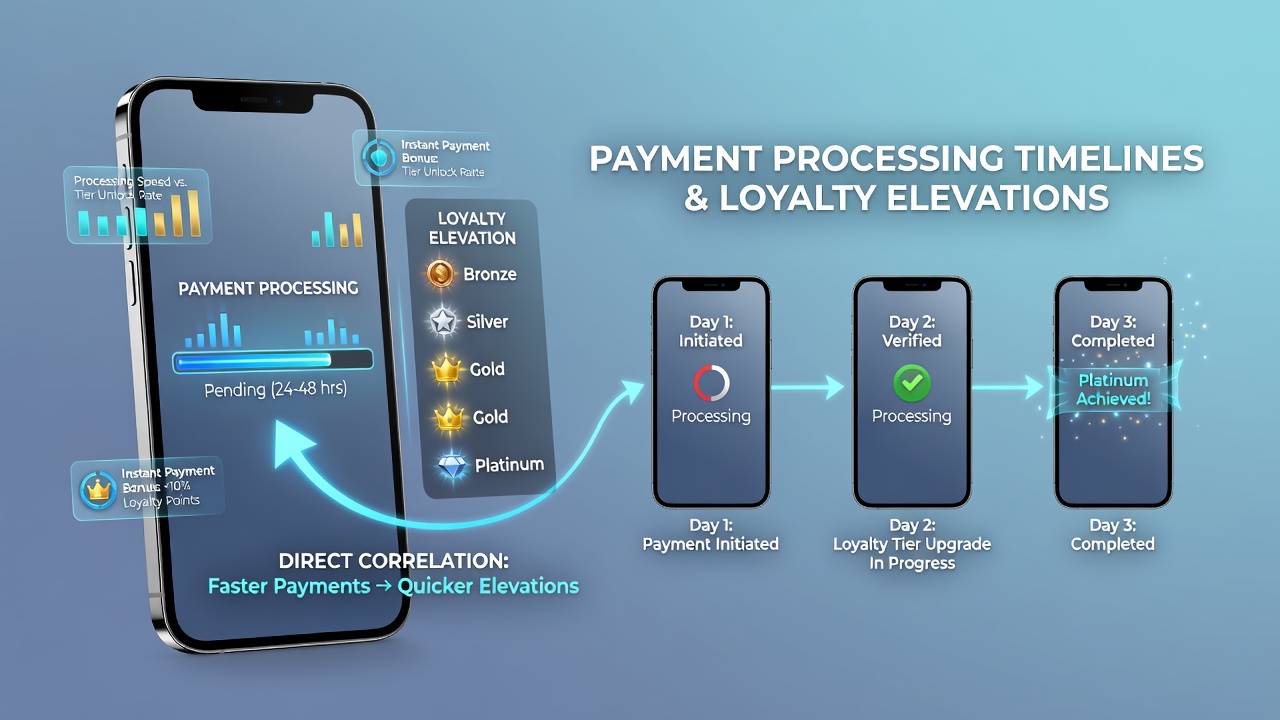 Grafiek die betalingsverwerkingstijden in mobiele spellen toont en de impact op loyaliteitsniveaus