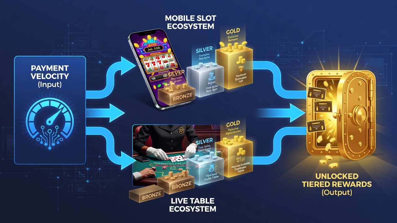 Live dealer tafels met mobiele spelers die VIP-beloningen activeren via snelle betalingen
