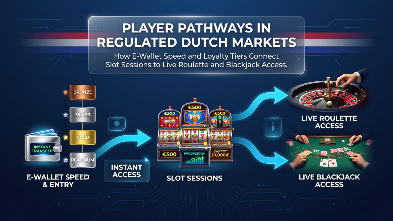 Overzicht van spelerstrajecten waarbij e-wallets snelle overgangen mogelijk maken van mobiele slotsessies naar live dealer tafels in Nederlandse online casino's