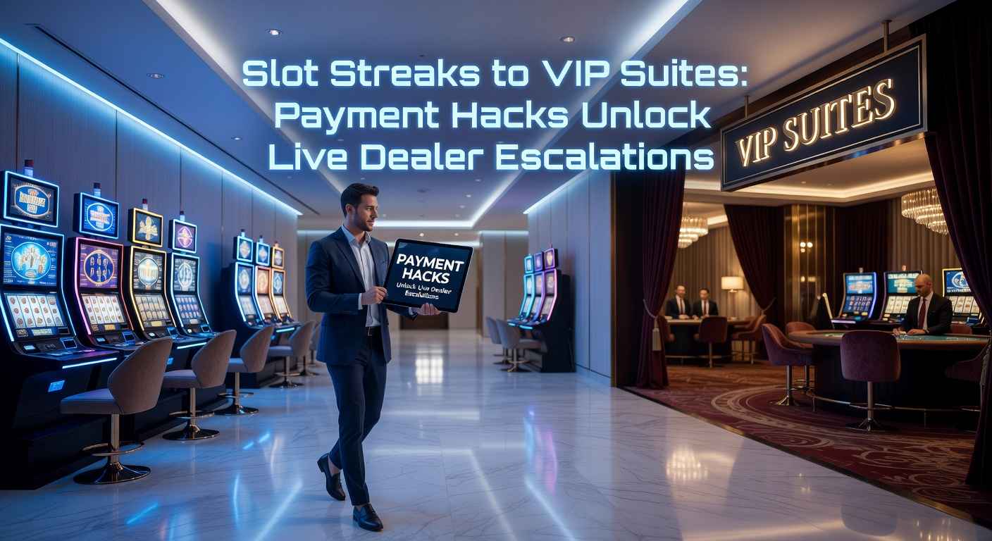 Speler aan een mobiel scherm met slots die overgaan in een live dealer VIP-tafel, symboliserend de escalatie via snelle betalingen