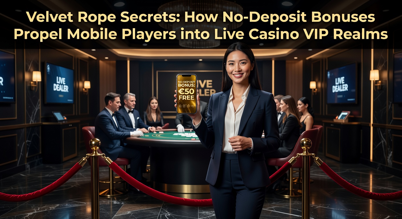 Mobiele speler die via een no-deposit bonus een live casino VIP-tafel betreedt, met fluweelzwarte riem op de voorgrond